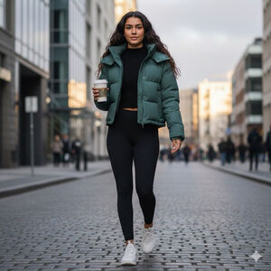 Lululemon Wunder Puff Jacket Cropped Green Puffer Coat Hooded Size 4 Down Warm